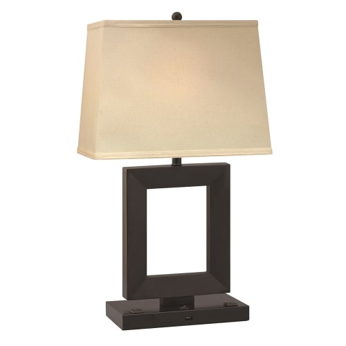Single Desk Lamp, 27"H, 2 Outlets, 1 USB, Black